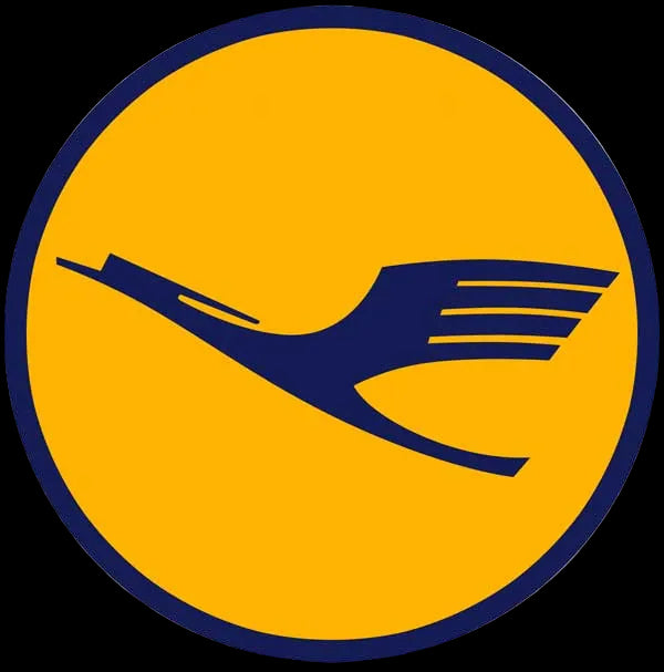 Lufthansa logo with a blue airplane icon on a yellow background